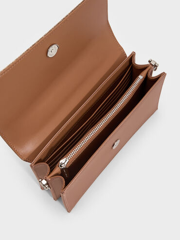 محفظة كريستين بسلسلة وتصميم لامع, برونزي, hi-res