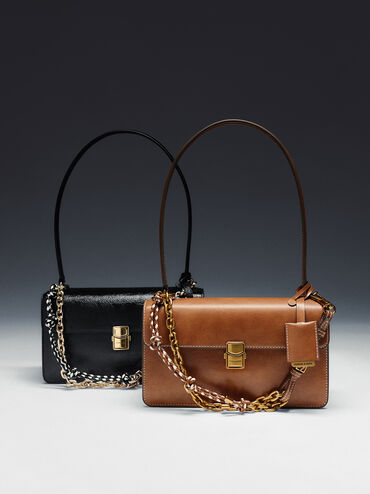 حقيبة كتف من سلسلة حبل أسيلين, أسود, hi-res