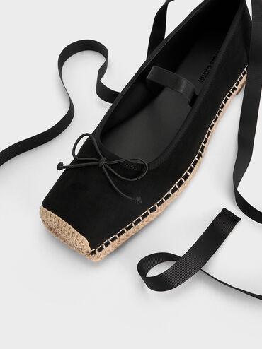 حذاء إسبادريل برنادين من الشمواه بحزام للربط, أسود خشن, hi-res