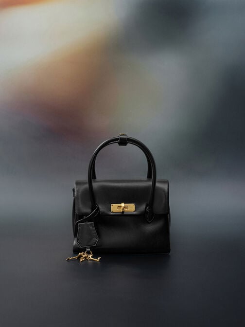 Mini Kerry Turn-Lock Tote Bag, Black, hi-res