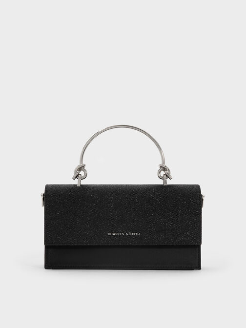 Kristine Glittered Wallet On Chain, Noir, hi-res