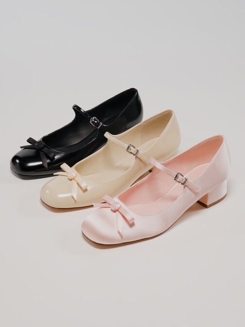 Kelis Rose-Bow Mary Jane Pumps, Black Boxed, hi-res