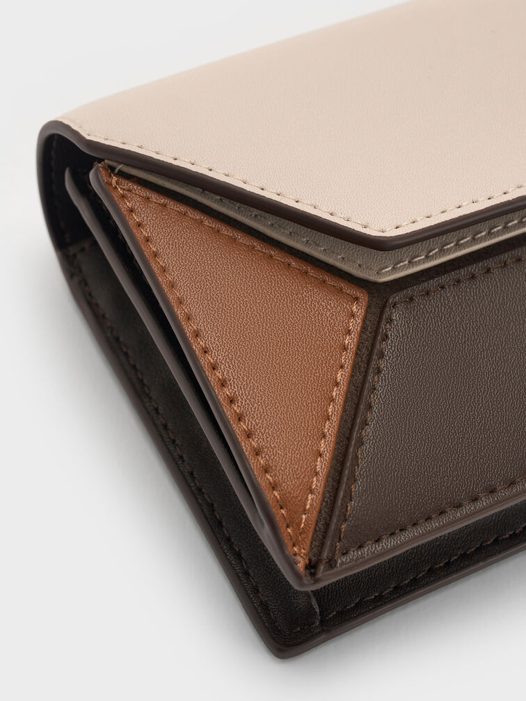 Nasrin Geometric Long Wallet, Multi Brown, hi-res