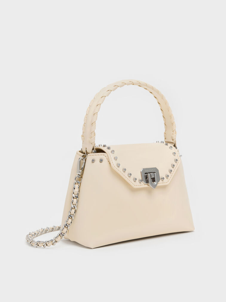 Arwen Studded Top Handle Bag, Beige, hi-res
