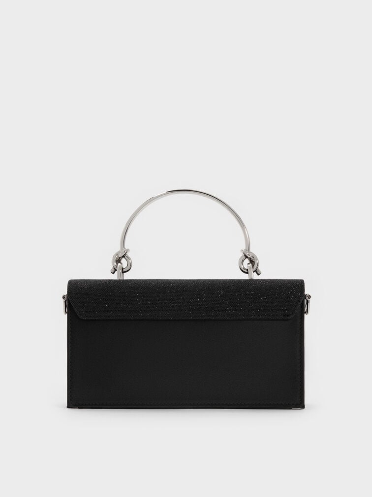 محفظة كريستين بسلسلة وتصميم لامع, أسود كلاسيكي, hi-res