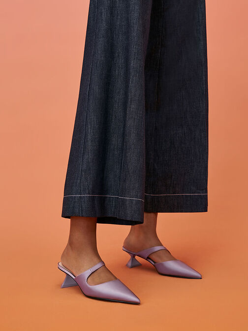 حذاء أنيق بكعب مبتكر وتصميم جانبي غير متناظر, ليلكي, hi-res