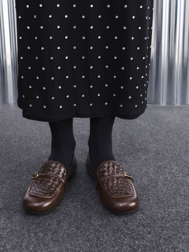 لوفرز قماش بمشبك, بني داكن, hi-res