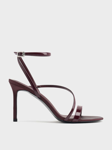 Andricia Patent Strappy Stiletto Sandals, Burgundy, hi-res