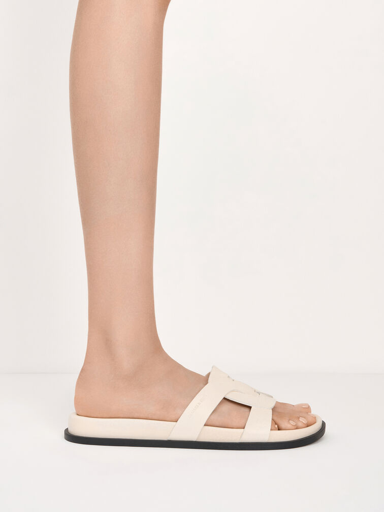Fannie Interwoven Slide Sandals, Cream, hi-res