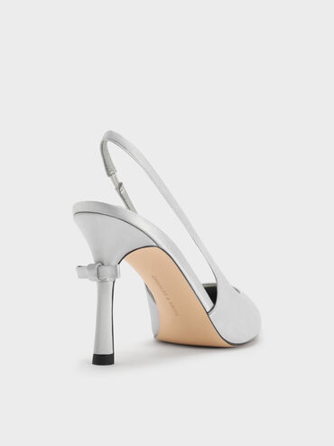 Brantley Bow Slingback Pumps, Grey, hi-res