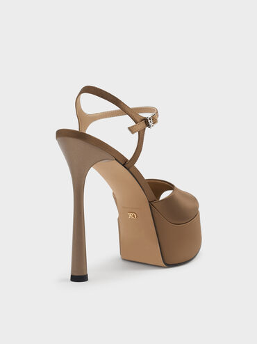 حذاء فرانشيسكا ذو الكعب العالي المفتوح من الأمام, بني, hi-res