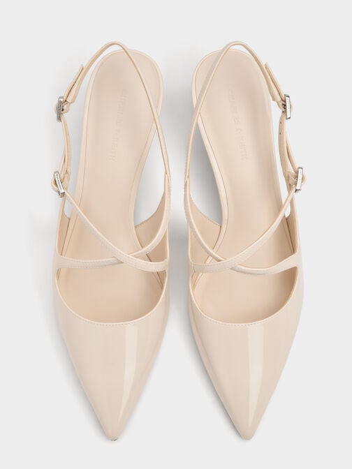 كعب جلد بحزام خلفي, أبيض طباشيري, hi-res