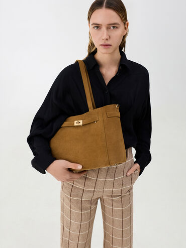 Dinora Belted Tote Bag, Sahara Sand, hi-res
