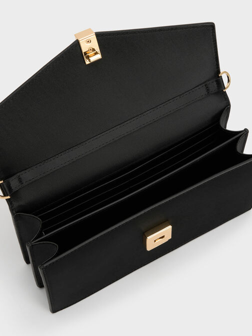 حقيبة تايزيا صغيرة من الساتان بمقبض سلسلة, أسود, hi-res