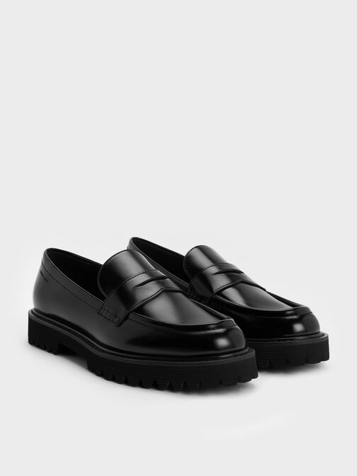 Kaiya Penny Loafers, Black Boxed, hi-res
