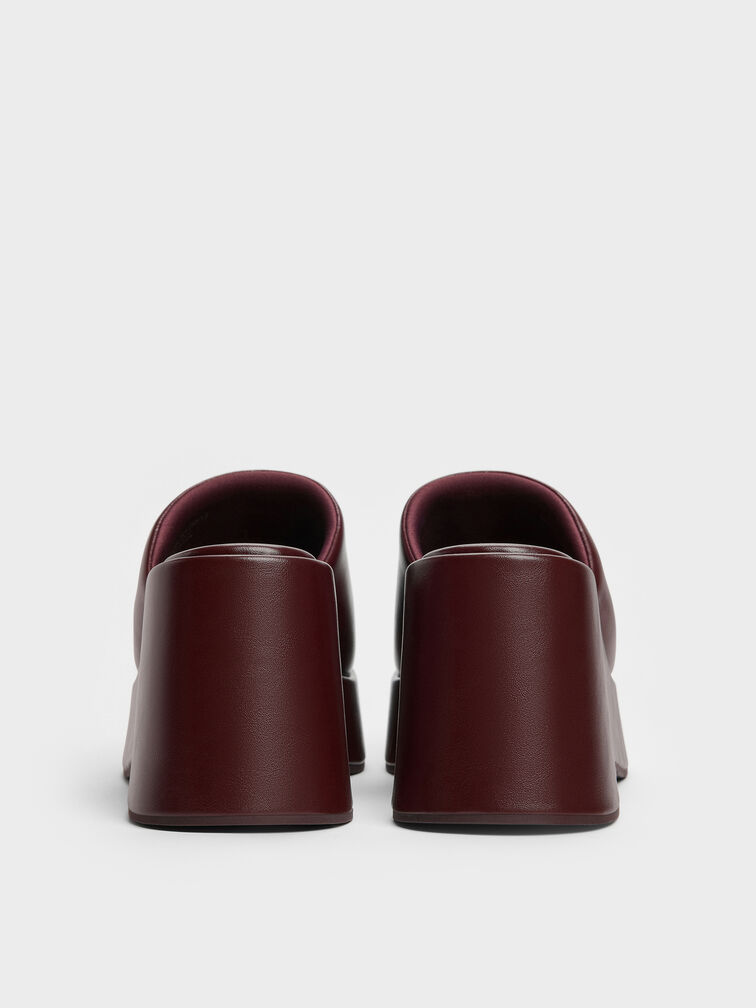 Wide-Strap Platform Wedges, Burgundy, hi-res