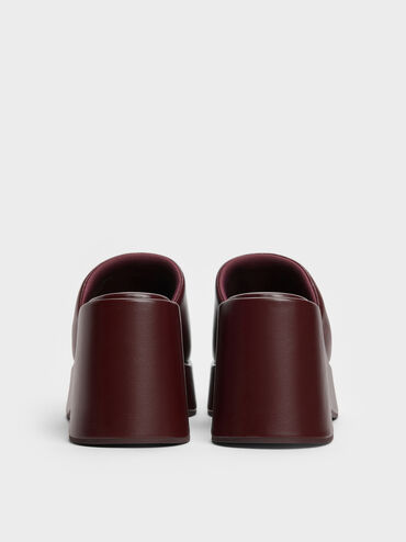 Wide-Strap Platform Wedges, Burgundy, hi-res