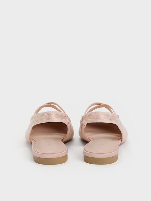 Satin Crossover Slingback Ballet Flats, Light Pink, hi-res