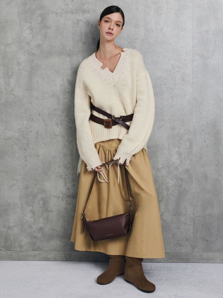 شنطة كتف لارسن بمشبك, برقوقي أنيق, hi-res