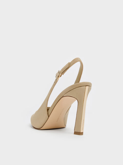 Kerra Faux Suede Pointed Slingback Pumps, Beige, hi-res