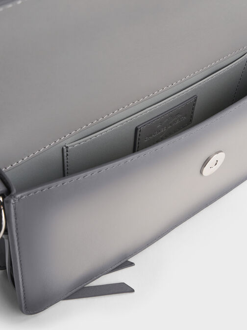 Gabine Leather Burnished Shoulder Bag, Grey, hi-res