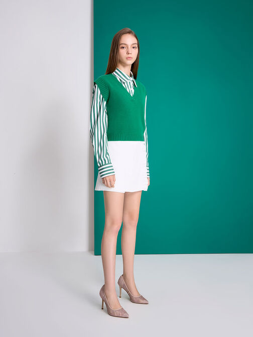 حذاء بامب بتصميم شبكي مرصع بالأحجار, لون البشرة الطبيعي, hi-res