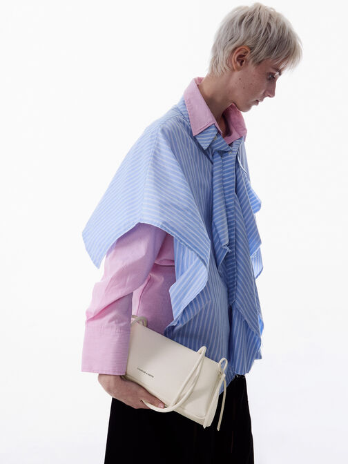 Hazel Bow Elongated Trapeze Shoulder Bag, Meringue White, hi-res