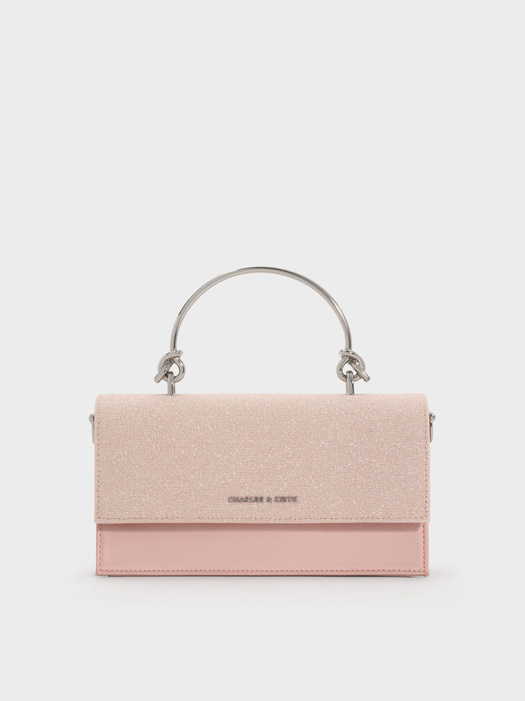 محفظة كريستين بسلسلة وتصميم لامع, وردي, hi-res