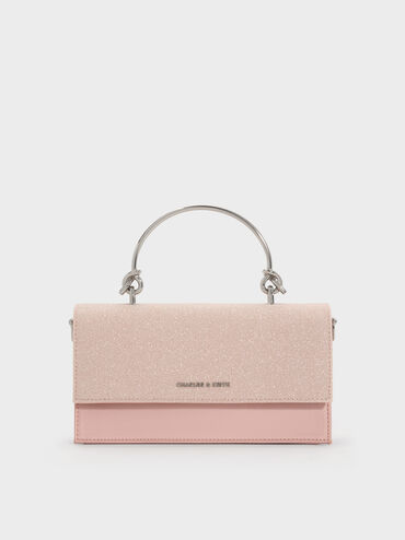 محفظة كريستين بسلسلة وتصميم لامع, وردي, hi-res