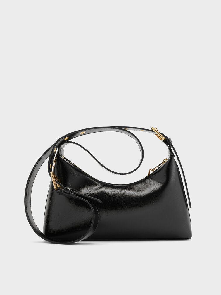 Atwood Chain-Embellished Shoulder Bag, Black, hi-res