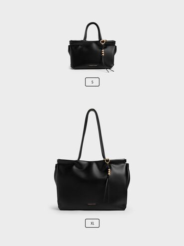 Mini Zephyr Tassel Tote Bag, Black, hi-res