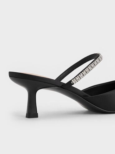حذاء ميول أمبروزيا من الساتان بمقدمة مدببة وتصميم مرصع بالأحجار, أسود 2, hi-res