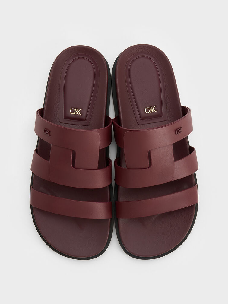 Petina Leather Flatform Sandals, Burgundy, hi-res