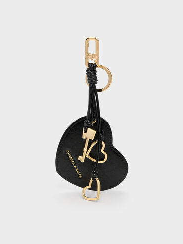 سلسلة مفاتيح "سيارا" بقلب ومفتاح, أسود, hi-res