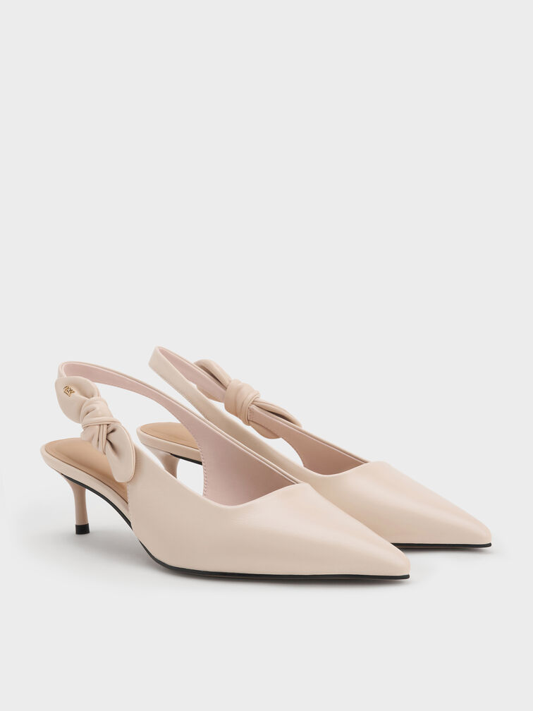 Jayce Leather Slingback Kitten Heels, Oat, hi-res