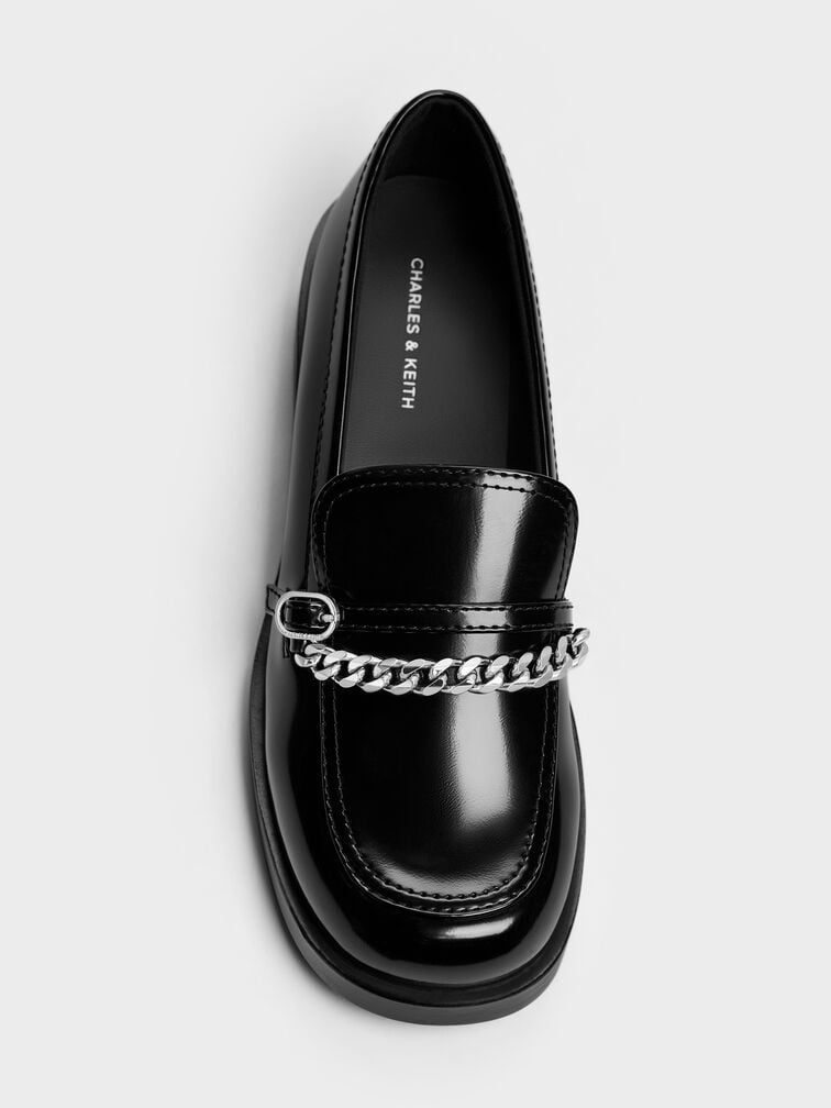 Georgie Chain Loafers, Black Boxed, hi-res