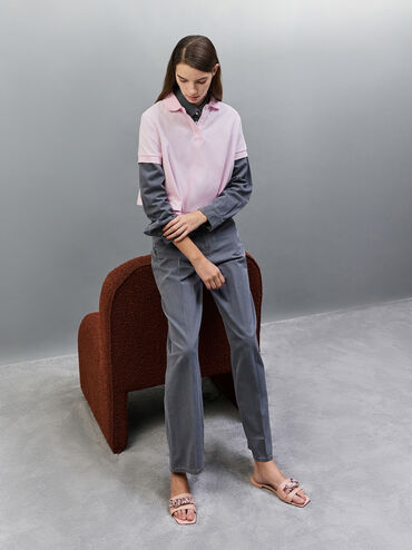 صندل تاياري الجلدي ذو الحزام المطبوع, وردي, hi-res