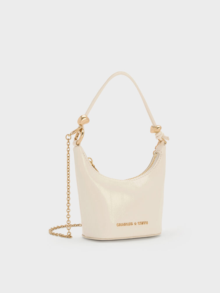 Micro Augustine Eel-Effect Chain-Handle Bag, Cream, hi-res