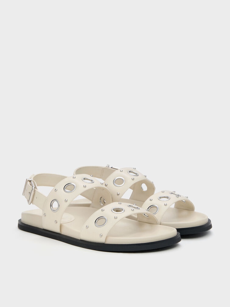 Grommet Slingback Sandals, Chalk, hi-res