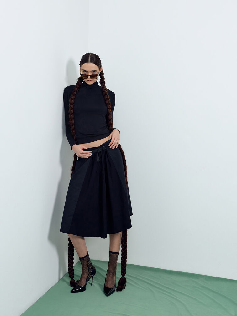 حذاء بكعب عالٍ مفتوح من الخلف من الجلد, صندوق أسود, hi-res