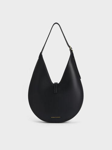 شنطة هوبو سيسيا بإكسسوار معدني, أسود, hi-res