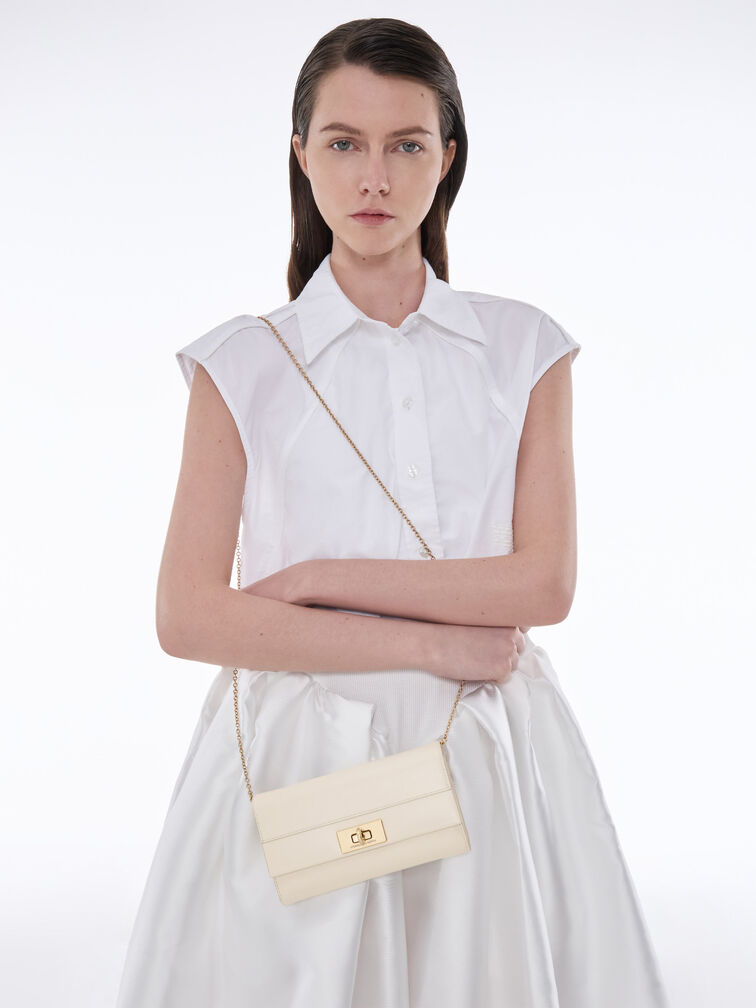 Lennie Chain-Handle Wallet, Cream, hi-res