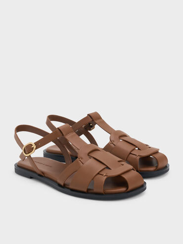 Easley T-Bar Caged Sandals, Caramel, hi-res