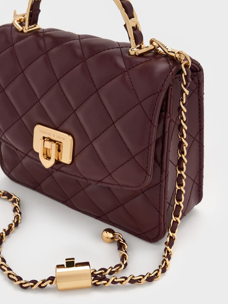 حقيبة يد مطبنة, أحمر توتي فاخر, hi-res