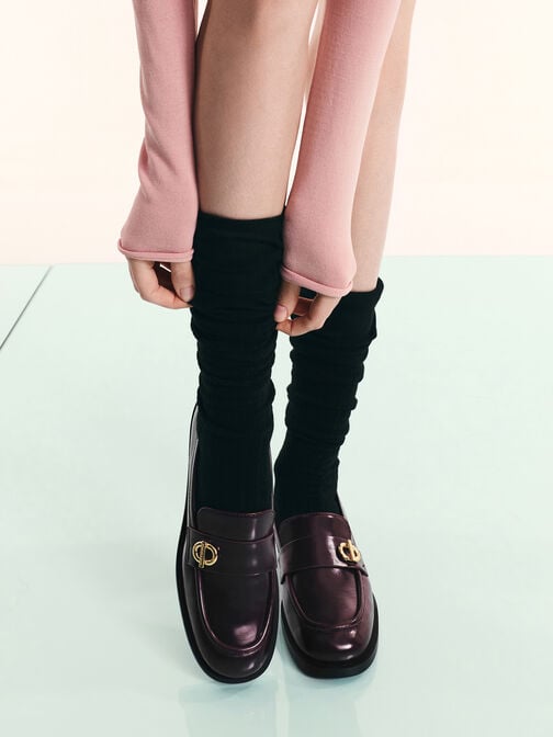 لوفر بإكسسوار معدني, برغندي, hi-res