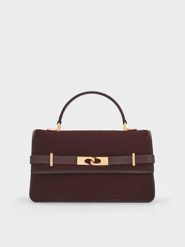 شنطة يد أرليت من جلد شامواه معاد تدويره بحزام, بني غني كالإسبريسو, hi-res