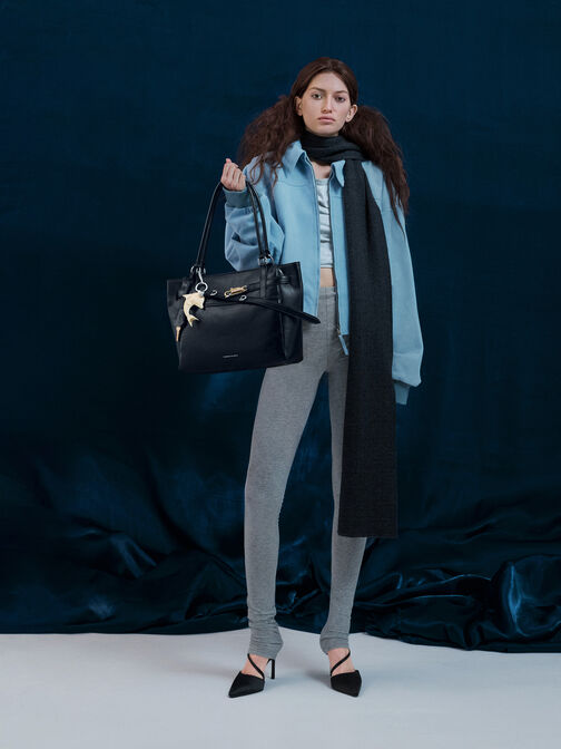 حقيبة دلفينا بحزام, أسود كلاسيكي, hi-res