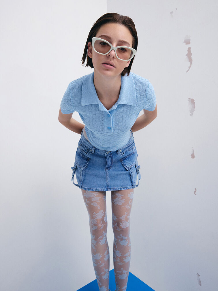 Maeva Recycled Acetate Cat-Eye Sunglasses, Chalk, hi-res