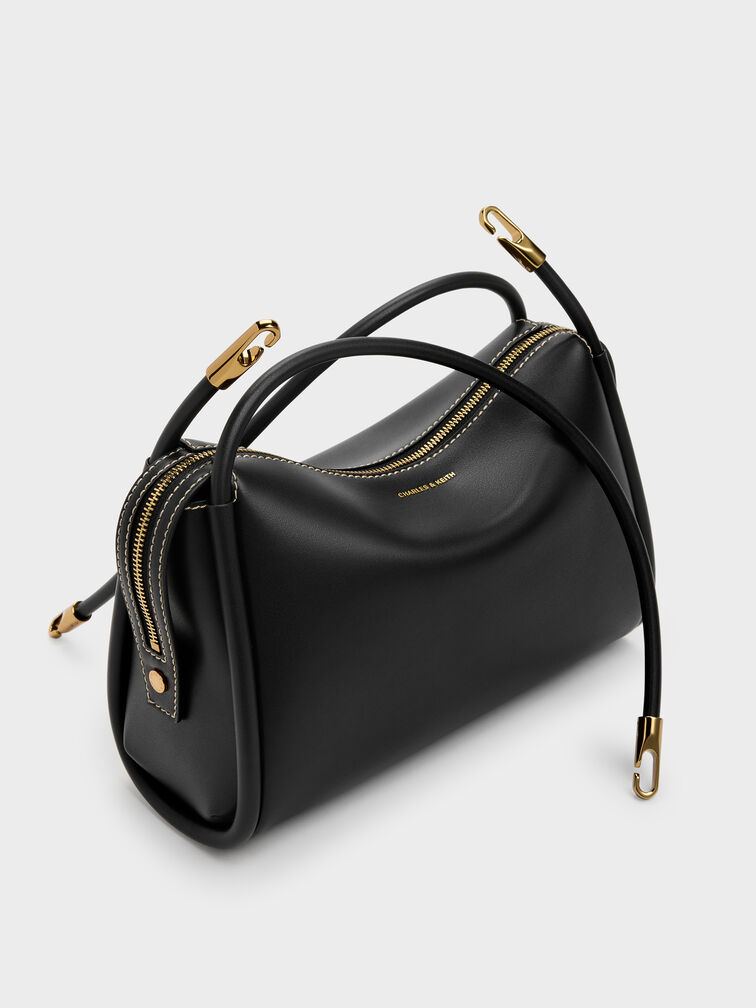 حقيبة كتف ليلا لينة بتصميم أنبوبي, أسود, hi-res