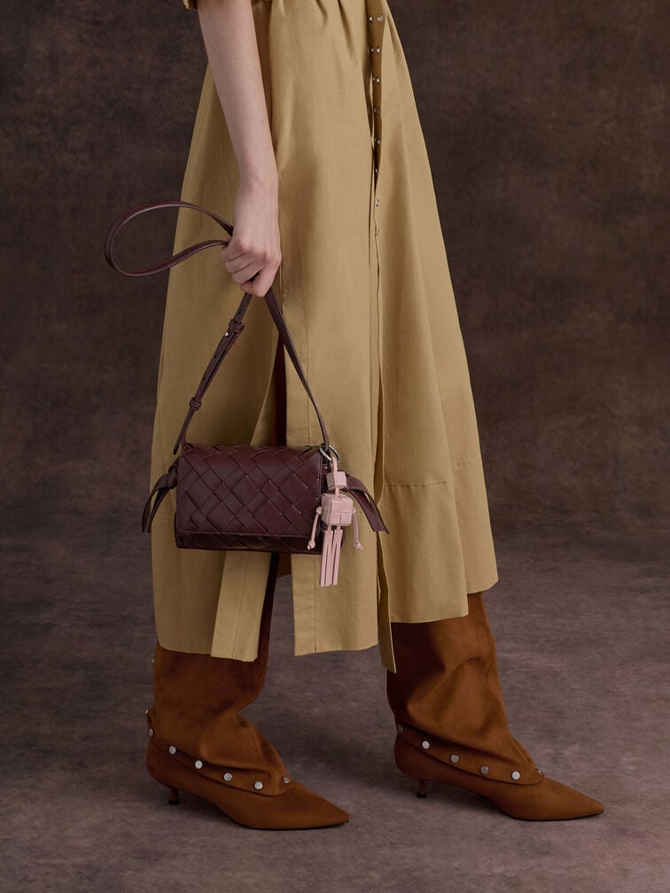 Ivette Woven Robot Bag Charm, Cotton Candy Pink, hi-res